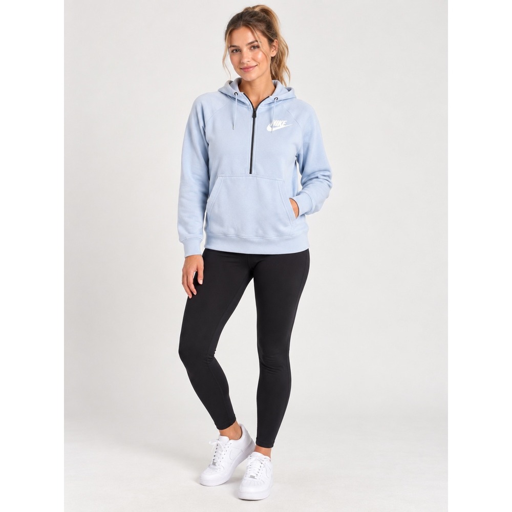 Nike Sportswear Essential Women Quarter-Zip Hoodie Light Blue Medium BV4122-440
